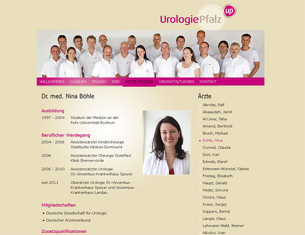 Screenshot Website www.urologie-pfalz.de